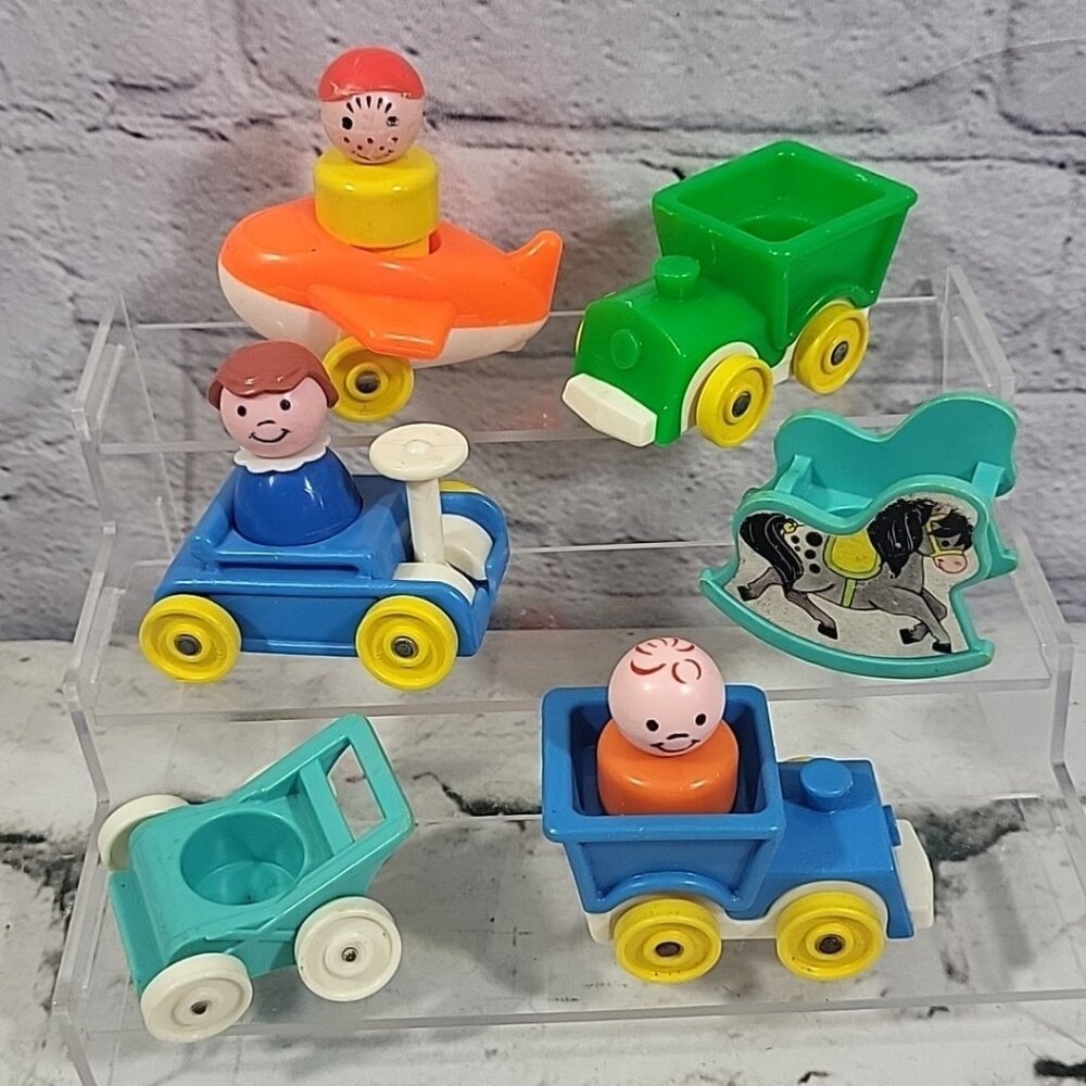 Vintage Fisher-Price Little People Lot Kid Figures W/ Toddler Toys Trains Plane